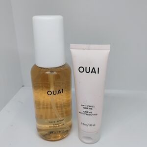 OUAI Hair Styling Duo - Wave Spray and Anti-Frizz Creme Brand New Bottles